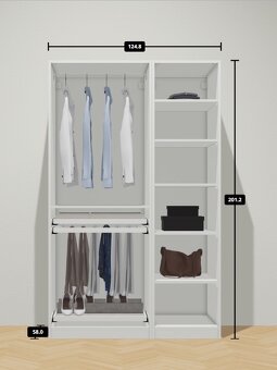 Predám šatníkovú skriňu IKEA PAX 125cm x 201cm x 60cm - 4
