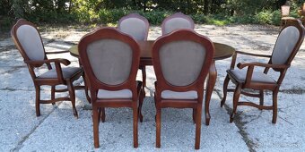 Masivny rozkladací stôl+6 ks stoliček - 4