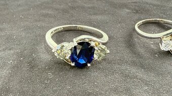 Zafirovy prsteň s diamantami z bieleho zlata 18k - 4