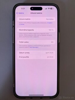 100% batéria iPhone 15 pro max Modrý 256gb - 4