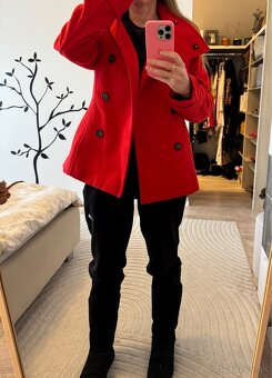 H&M červený kabát krátky, veľkosť 40 (sedí na medium) - 4