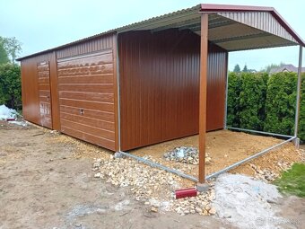 Plechová garáž ELEGANT 7×4 m + prístrešok 2×4 m - 4