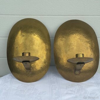 Starožitné mosazné nástěnné svícny v páru - 4