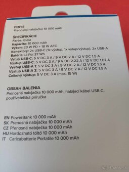 ÚPLNE NOVÁ ORIGINÁL ZABALENÁ POWERBANKA O2=10 000mAh - 4