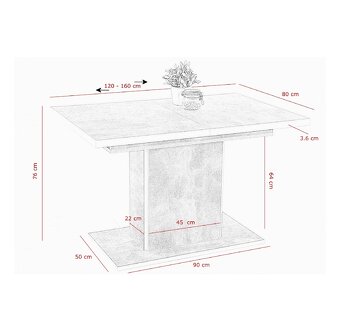 jedálenský rozkladací stôl,stoličky - 4