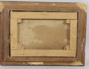 Predám starožitnú olejomalbu na plátne 50cm x 37cm ,,Prístav - 4