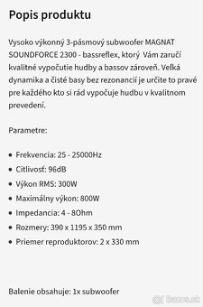 2x Magnat Soundforce 2300 Subwoofer NOVY - 4
