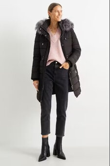 Dámska zimná dlhá bunda/kabát, C&A, veľ. 40 - 4