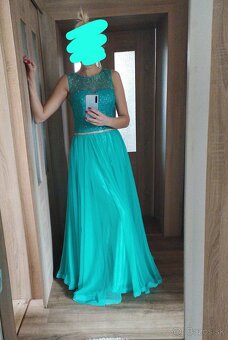 Dámske dlhé tyrkysové spoločenské šaty - 4