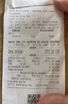 Apple IMAC 24 BLUE/M3 8C CPU/8C GPU/8GB - 4
