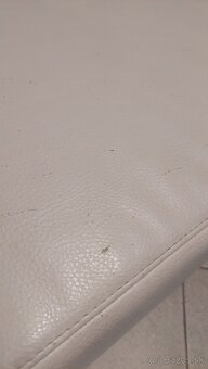 Krémová kožená sedačka - tvar L, rozkladacia - 4