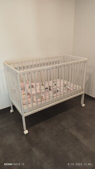 Detská postieľka na kolieskach 120x60cm s matracom - 4
