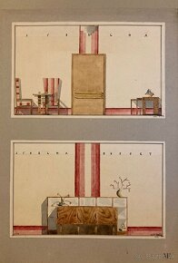 3 orig. návrhy interiérov (1929 - 1930) - 4