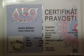 PRSTEŇ Biele zlato,s diamantom váha 2,13g - 4