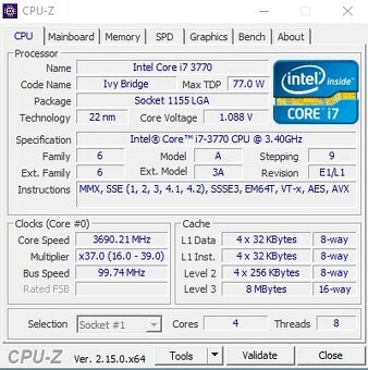 Asus P8H61-M LE/USB3 + Intel i7 3770 + 2x4GB RAM - 4