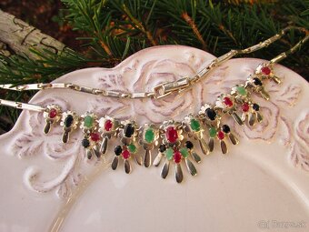 Strieborný náhrdelník, Rubín, Zafír, Smaragd, Ag 925 - 4