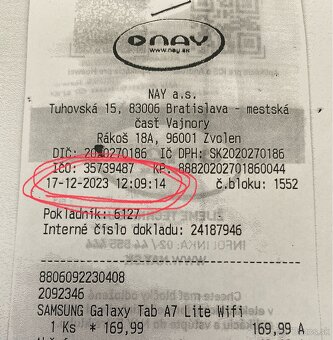 Samsung Galaxy Tab A7 Lite, záruka - 4