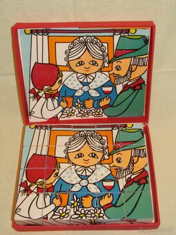 Retro obrázkové kocky ČERVENÁ ČIAPOČKA - 4