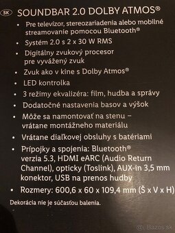 Soundbar 2.0 Dolný Atmos Reproduktor - 4