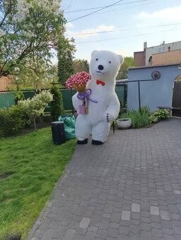 Nafukovací kostým maskota – Biely medveď na prenájom - 4