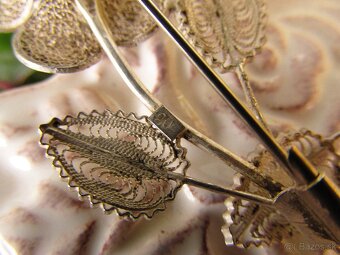 Strieborná filigránová brošňa Ruža, Ag 800 - 4