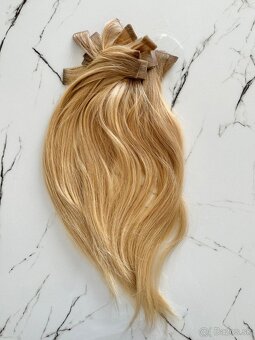 Vlasy na nadpojenie, 55cm, huste europske blond vlasy - 4