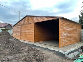 Plechová garáž 6x5m + prístrešok 3x5m dvojgaráž - 4