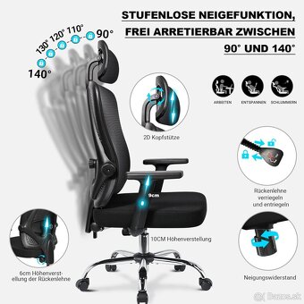 Ergonomická kancelárska stolička MELOKEA, písacia stolička s - 4