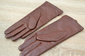 hnedé kožené rukavice S - 4