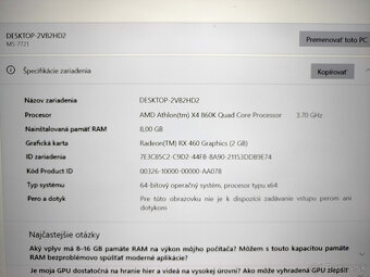 PC AMD X4 860K, 8GB RAM, Radeon RX460 2GB, 240GB SSD, W10 - 4
