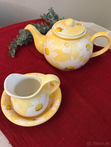 keramika- žltý čajník, mliečnik a tanierik- SIA collection - 4