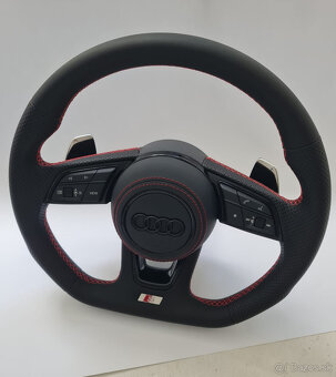 AUDI KOŽENÝ EXCLUSIVE ČERVENA NIT VOLANT + AIRBAG + F1 PADLA - 4