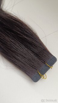 PRAVÉ VLASY predĺženie, príčesok hnedé + náhradné pásky - 4