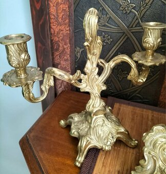 Starožitné krbové hodiny so svietnikmi - 4