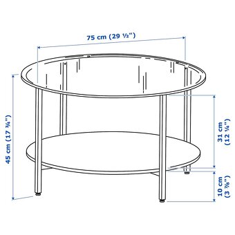 VITTSJÖ Konferenčný stolík, čierno-hnedá/sklo, 75 cm - 4