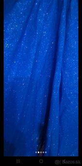 Modré trblietavé šaty na ramienka áčkového strihu - 4