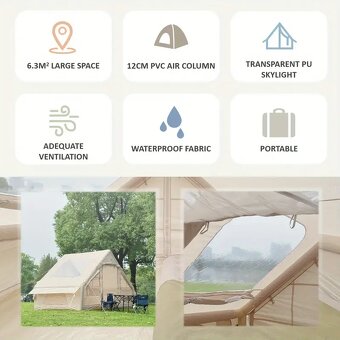 Nafukovací stan so strešným oknom 2,1 x 3,0m (6,3m2) - 4