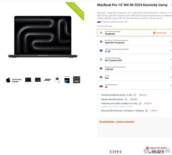 Macbook Pro 14" M4 10C CPU 10C GPU 32GB RAM 2TB SSD - čiern - 4