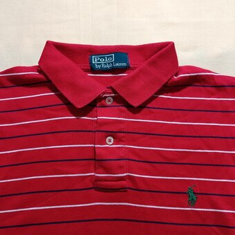 Polo Ralph Lauren červená pruhovaná polokošeľa tričko L - 4