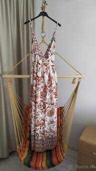 Dámske šaty nové bielo oranžové XL dlhé - 4
