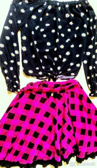 KRÁSNA slávnostná HRUBŠIA SUKŇA ako NOVÁ + TOP č. 146-152 - 4