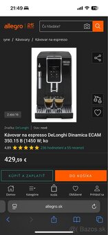 Predam kavovar DeLonghi Dinamica ako novy - 4