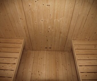 Kvadratická sauna z termodreva / smrek - 4