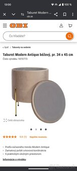 Taburet Modern Antique béžový s úložným priestorom - 4