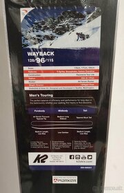 Nové skialp lyže K2 Wayback 96 184cm + originál pásy - 4