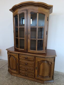 Rustikální příborník, kredenc, komoda + vitrína, masív - 4