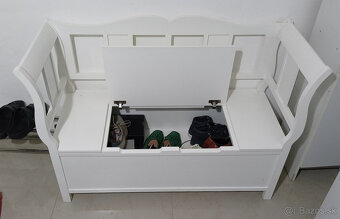 Biela drevená lavica s úložným priestorom / botníkom - 4