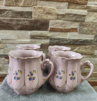 Růžový porcelán, 5 x hrníček - bucláček, Chodov - 4