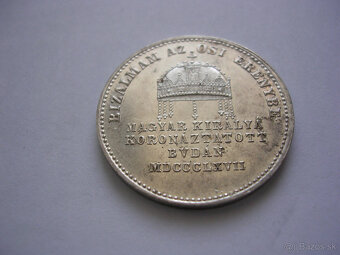 Veľký strieborný korunovačný žetón 1867 František Jozef I. - 4