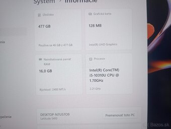 predám Dell Latitude 5410 , Intel i5 , 16gb ram , Win 11 - 4